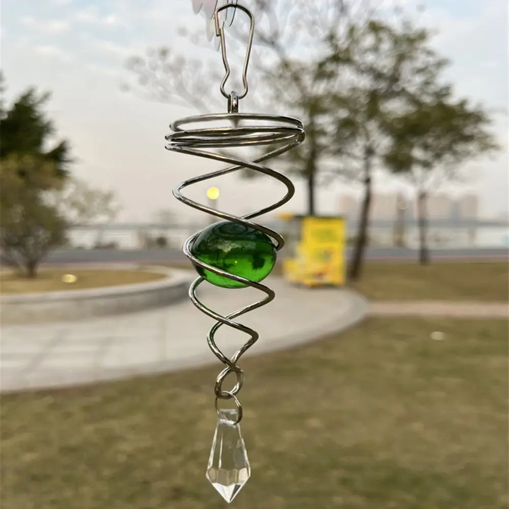 Rotating Spiral Wind Spinners With Crystal Ball Winds Chimes Home Hanging Decor Indoor Outdoor Decor Decoration